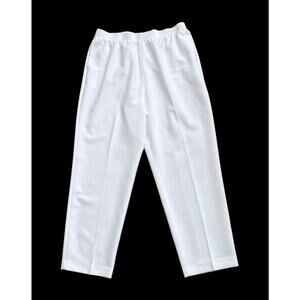ALIA Womens Plus Size 16W Petite White Pull On Elastic Waist High Rise Pants